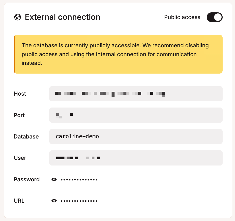 Database external connections.
